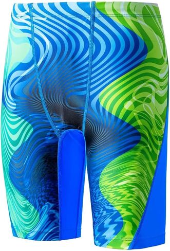Boys Swim Jammers - Youth Competitive Swim Racing Team Swimming Shorts Swimsuit UPF 50+(Purple/Curve,S) in Kuwait