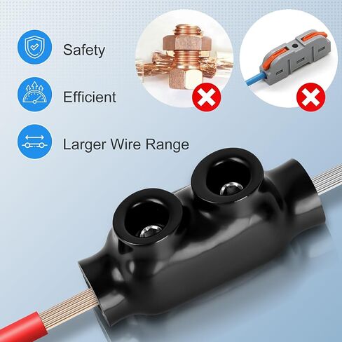 5 Pack in-Line Splice Connector 2/0-6 AWG Black Wire Connectors with Oxide Inhibitor Allen Hex Screw Insulated Cable Connectors Rated up to 600 Volts in Saudi Arabia