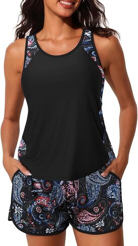 Summer Mae Blouson Tankini Swimsuits for Women 2025 بطن التحكم بدلات الاستحمام بقطعة مع جيوب رياضية للسباحة in Saudi Arabia