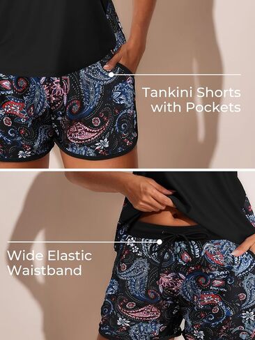 Summer Mae Blouson Tankini Swimsuits for Women 2025 بطن التحكم بدلات الاستحمام بقطعة مع جيوب رياضية للسباحة in Saudi Arabia