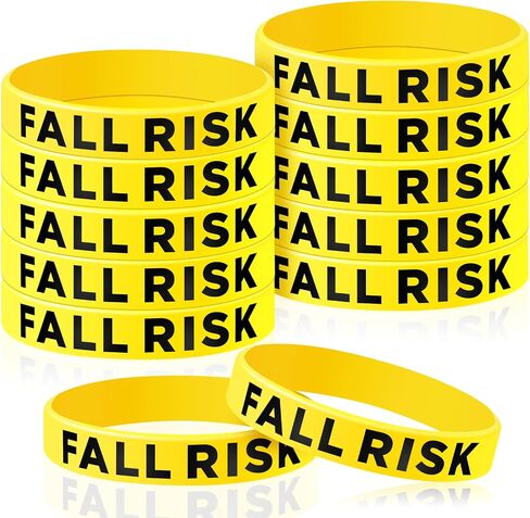 12 Pcs Fall Risk Bracelet Emergency Alert Wristband for Elderly Patient Wristbands Fall Risk Silicone Wristbands Rubber Bracelets for Men Women Kids Old People Gifts, Orange in Saudi Arabia