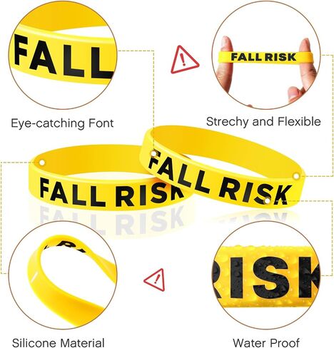 12 Pcs Fall Risk Bracelet Emergency Alert Wristband for Elderly Patient Wristbands Fall Risk Silicone Wristbands Rubber Bracelets for Men Women Kids Old People Gifts, Orange in Saudi Arabia