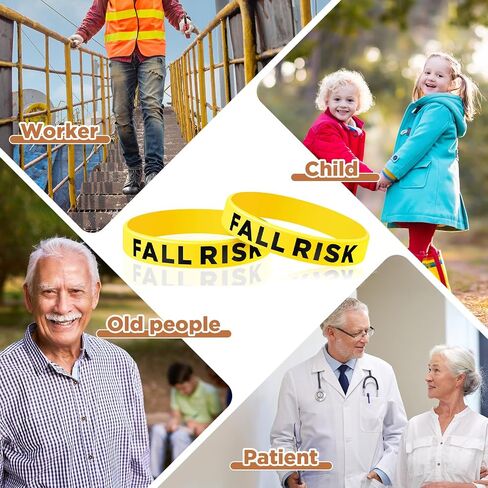 12 Pcs Fall Risk Bracelet Emergency Alert Wristband for Elderly Patient Wristbands Fall Risk Silicone Wristbands Rubber Bracelets for Men Women Kids Old People Gifts, Orange in Saudi Arabia