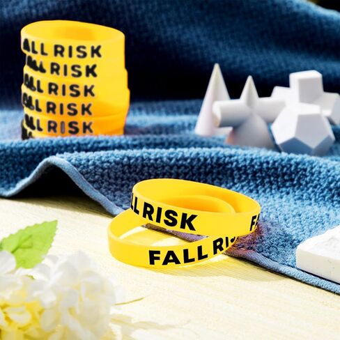 12 Pcs Fall Risk Bracelet Emergency Alert Wristband for Elderly Patient Wristbands Fall Risk Silicone Wristbands Rubber Bracelets for Men Women Kids Old People Gifts, Orange in Saudi Arabia