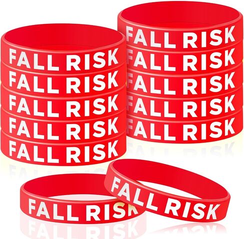 12 Pcs Fall Risk Bracelet Emergency Alert Wristband for Elderly Patient Wristbands Fall Risk Silicone Wristbands Rubber Bracelets for Men Women Kids Old People Gifts, Orange in Saudi Arabia