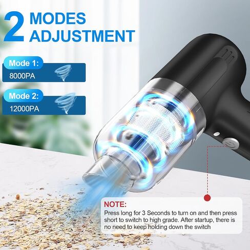 3-in-1 Cordless Handheld Car Vacuum Cleaner with 12000Pa High-Power Brushless Motor [4000mAh Battery, Fast USB-C Charging] Small Mini Vacuum Cleaner for Car, Home Cleaning – Silver in Saudi Arabia