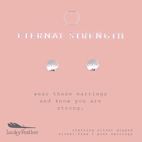 Lucky Feather Small Stud Lightning Bolt Earrings for Women - 14k Gold Dipped Post Thunder Bolt Earrings Presented on Sentimental Message Card Makes an Ideal Gift for Women and Teen Girls in Kuwait