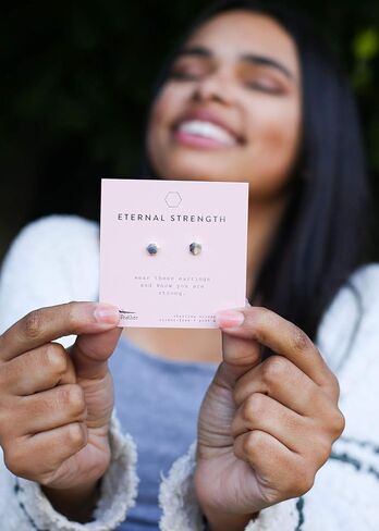 Lucky Feather Small Stud Lightning Bolt Earrings for Women - 14k Gold Dipped Post Thunder Bolt Earrings Presented on Sentimental Message Card Makes an Ideal Gift for Women and Teen Girls in Kuwait
