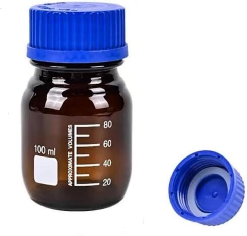 زجاجة وسائط كاشف 50 مل ، زجاجة تخزين وسائط زجاجية متدرجة مع غطاء مسمار GL32 الأزرق ، زجاجة كاشف مختبر عريضة ، حزمة من 1 in Kuwait