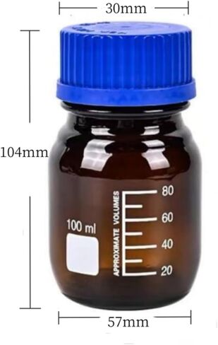 زجاجة وسائط كاشف 50 مل ، زجاجة تخزين وسائط زجاجية متدرجة مع غطاء مسمار GL32 الأزرق ، زجاجة كاشف مختبر عريضة ، حزمة من 1 in Kuwait