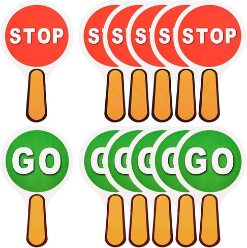12 PCS توقف و GO GO SCIP مزدوج الجانبين علامة محمولة باليد Red Green Light Sign Signing Crossing Crossing Road Signs للأطفال الذين يقومون بتدريس السلامة المرورية ، 9.84 × 5.91 بوصة (OCTAGON) in Saudi Arabia