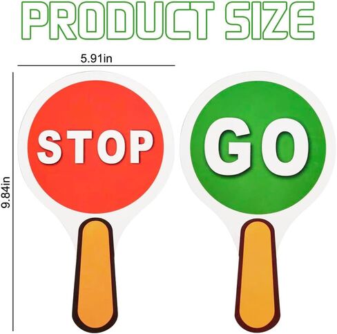 12 PCS توقف و GO GO SCIP مزدوج الجانبين علامة محمولة باليد Red Green Light Sign Signing Crossing Crossing Road Signs للأطفال الذين يقومون بتدريس السلامة المرورية ، 9.84 × 5.91 بوصة (OCTAGON) in Saudi Arabia