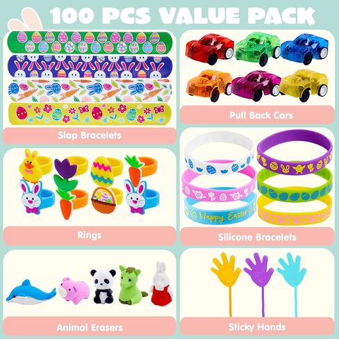 JOYIN 100 Pcs Prefilled Easter Eggs with Novelty Toys Premium for Easter Eggs Hunt, Basket Stuffers Fillers, Theme Party Favor, Classroom Supplies in Kuwait