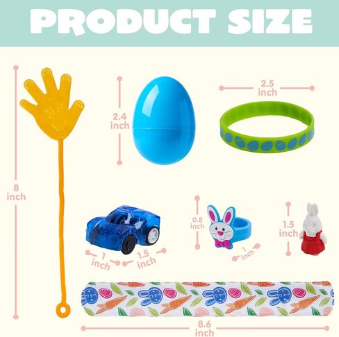 JOYIN 100 Pcs Prefilled Easter Eggs with Novelty Toys Premium for Easter Eggs Hunt, Basket Stuffers Fillers, Theme Party Favor, Classroom Supplies in Kuwait