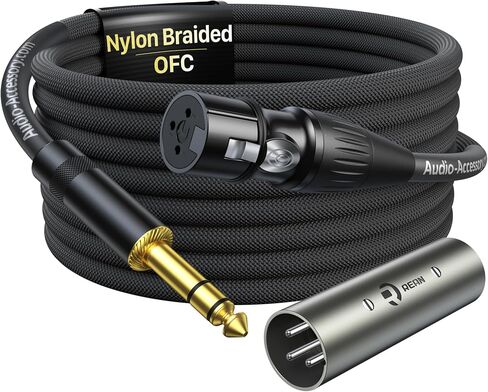 xlr male إلى 1/4 كابل مع حزمة محول أنثى XLR إلى الإناث ، موصلات reean من Neutrik ، TRS من نايلون من النايلون المعززة إلى Kevlar إلى كابل XLR ، ربع بوصة متوازنة إلى XLR الذكور ، 6 قدم ، OFC in Kuwait