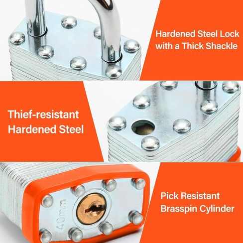 Lock Laminated keyed Padlock(1-9/16 in Wide Body),Lock Outdoor Black Padlocks,Lock Set with Keys,Long Shackle (Pack of 1) in Saudi Arabia