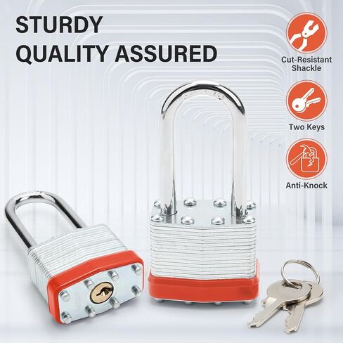 Lock Laminated keyed Padlock(1-9/16 in Wide Body),Lock Outdoor Black Padlocks,Lock Set with Keys,Long Shackle (Pack of 1) in Saudi Arabia