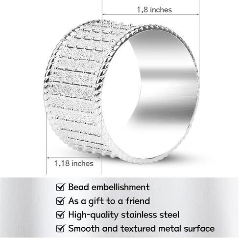 Silver Napkin Rings Set of 6 Metal Napkin Ring Holder for Thanksgiving, Christmas Dinner Table Setting, Wedding, Holiday Parties in Saudi Arabia