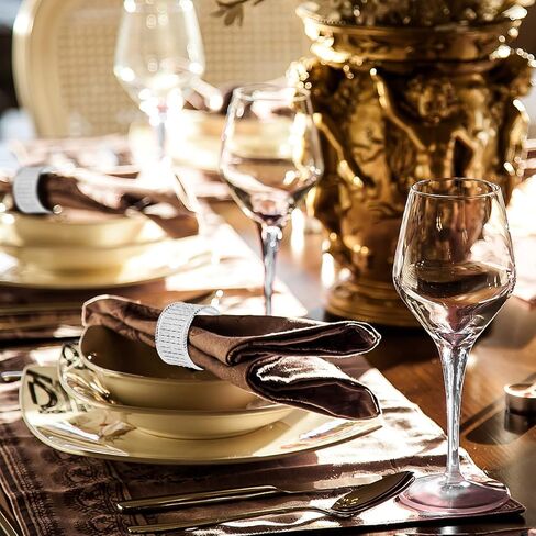 Silver Napkin Rings Set of 6 Metal Napkin Ring Holder for Thanksgiving, Christmas Dinner Table Setting, Wedding, Holiday Parties in Saudi Arabia