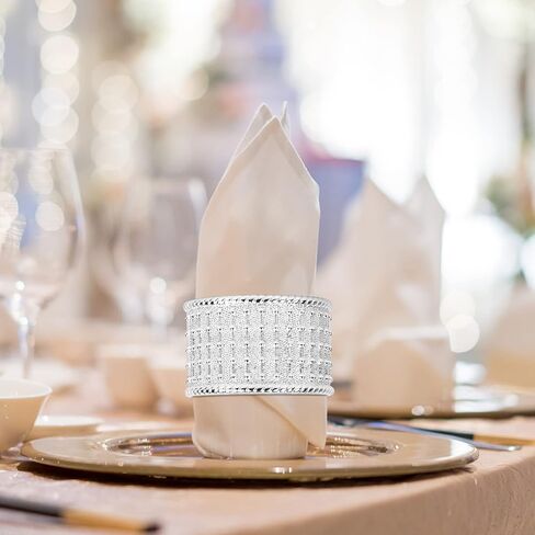 Silver Napkin Rings Set of 6 Metal Napkin Ring Holder for Thanksgiving, Christmas Dinner Table Setting, Wedding, Holiday Parties in Saudi Arabia