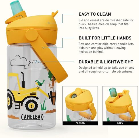 Camelbak Thrive Flip Straw Kids 14oz زجاجة ماء مع Tritan Renew - Easy Carry - Top Straw Top ، Unicorn Party in Kuwait
