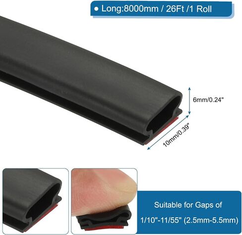 PATIKIL 9.8 Ft D Shape Rubber Seal Strip, Self-Adhesive Rubber Door Weather Stripping for Small Gaps, Door Frame, Window Insulation, Soundproof, White/Red in Saudi Arabia