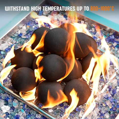 Stanbroil 2 inch Ceramic Fire Balls, Set of 25 Round Fireballs, Modern Accessory for Indoor or Outdoor Fire Pits Fire Bowl and Fireplace, Gray in Saudi Arabia