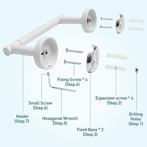 Toilet Paper Holder Brushed Nickel Metal Bathroom Flexible Pivoting Large Tissue Roll Handle on Wall Mounted, SUS 304 Stainless Steel Adjustable Toilet TP Mega Roll Holder Modern in Saudi Arabia