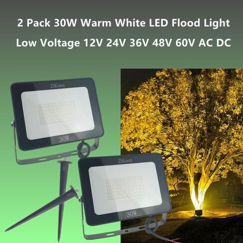2 Pack 20W Cool White LED Floodlight Outdoor Waterproof IP65, Wall Security Landscape Flood Light Lamp, Home, Square, Yard, Garage, Street, Pathway, Low Voltage 12V 24V 36V 48V 60V DC AC in Saudi Arabia