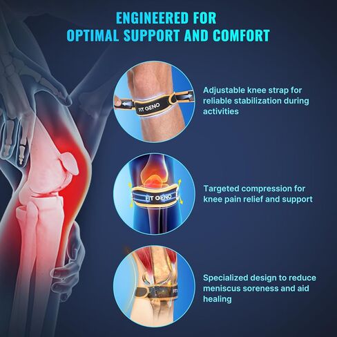 Fit Geno Knee Strap Patella Tendon Support: Patellar Stabilizing & Pain Relief for Man and Women - Knee brace for Runner's & Jumper's, Tendonitis, Running, Volleyball, Basketball (2-Pack) in Saudi Arabia