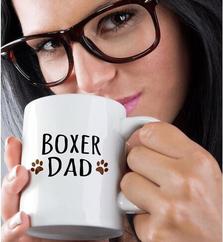3dRose Boxer Dog Dad Mug, 11 oz, Black in Saudi Arabia