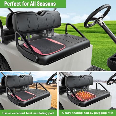 10L0L Heated Golf Cart Seat Covers with Non-Slip - Heating Seat Pad for Yamaha EZGO Club Cart with Fast Heat Three-Speed Heating Temperature Adjustment and Automatic Shut-Off Black in Saudi Arabia