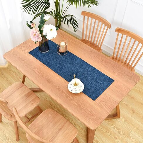 Faux Linen Double Layer Table Runner 48 Inch Long Farmhouse Rustic Short Brown Table Runners Thick Reversible Coffee Rectangle Runners for Daily Use Dining Table Decor 13x48 Inch in Saudi Arabia