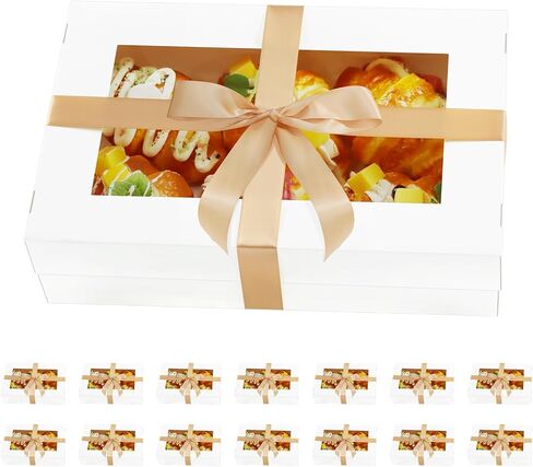 15 White Valentine's Day Catering Boxes with Lids, Bakery Boxes with Window 9x9x2.5 inches Take Out Food Containers for Pies, Sandwiches, Croissants in Saudi Arabia