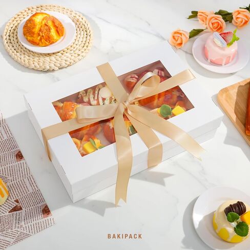 15 White Valentine's Day Catering Boxes with Lids, Bakery Boxes with Window 9x9x2.5 inches Take Out Food Containers for Pies, Sandwiches, Croissants in Saudi Arabia