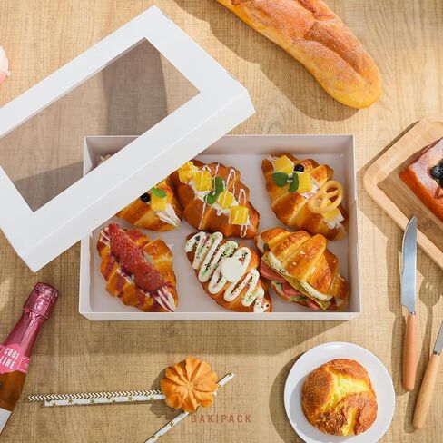 15 White Valentine's Day Catering Boxes with Lids, Bakery Boxes with Window 9x9x2.5 inches Take Out Food Containers for Pies, Sandwiches, Croissants in Saudi Arabia