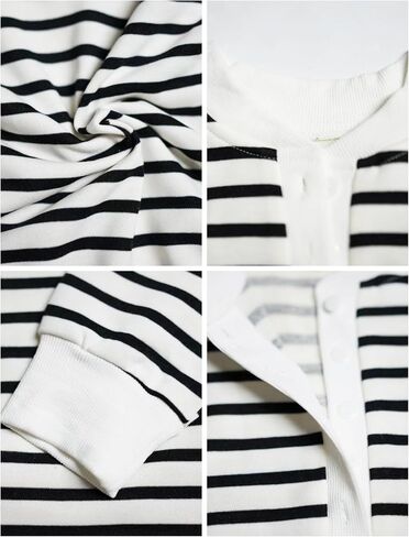 Women's Striped Oversized Sweatshirt Half Button Pullover Tops Long Sleeve Shirts Loose Drop Shoulder Preppy Clothes(Red-XL) in Saudi Arabia