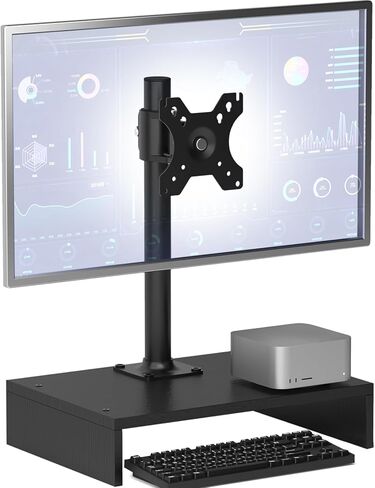 Teamix White Monitor Stand Riser مع الدرج ، ومكتب المكتبي القائم بذاته ، وموقف تلفزيوني صغير ، يناسب 13 "-32" ، ارتفاع قابل للتعديل ، دوارة ، إمالة ، دوران ، VESA 75x75 ، 100x100mm in Kuwait
