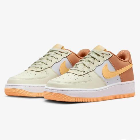 Nike Air Force 1 Big Kids' Shoes (CT3839-108, White/White/Black/Honeydew) Size 6 in Saudi Arabia