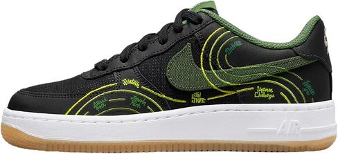 Nike Air Force 1 Big Kids' Shoes (CT3839-108, White/White/Black/Honeydew) Size 6 in Saudi Arabia
