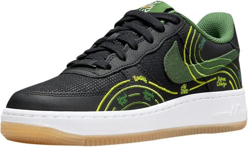 Nike Air Force 1 Big Kids' Shoes (CT3839-108, White/White/Black/Honeydew) Size 6 in Saudi Arabia