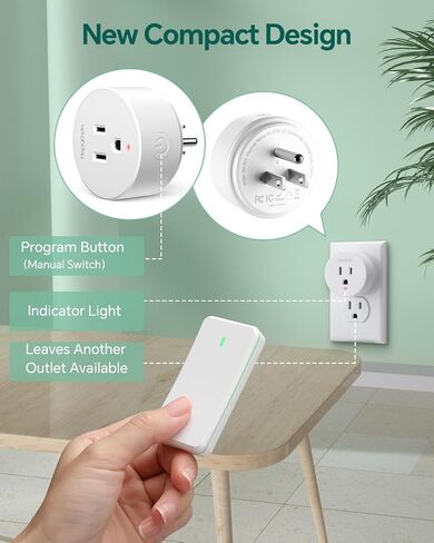 Remote Control Outlet, Buckle Design Removable Wireless Wall Mounted Light Switch, 300 ft 15A 1500W, No Wiring Electrical Remote Outlet for Appliance in Saudi Arabia