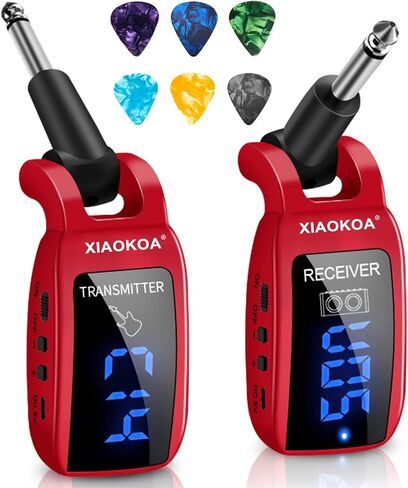 Wireless Guitar System,UHF Wireless Guitar Transmitter Receiver,15 Channels Rechargeable with LED Screen,for Guitar Bass Electric Musical Instruments,164ft Range in Saudi Arabia