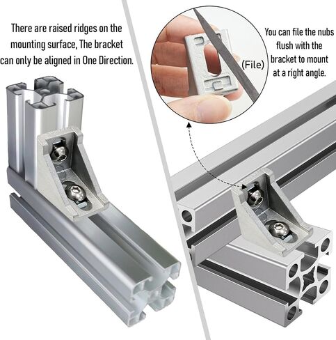 20 Sets 2020 Series Aluminum Extrusion Profile Connector Set, Includes 20pcs 2028 Corner Brackets, 40pcs T-Slot Sliding Nuts and 40pcs M5 Hex Screw Bolts (Black) in Saudi Arabia