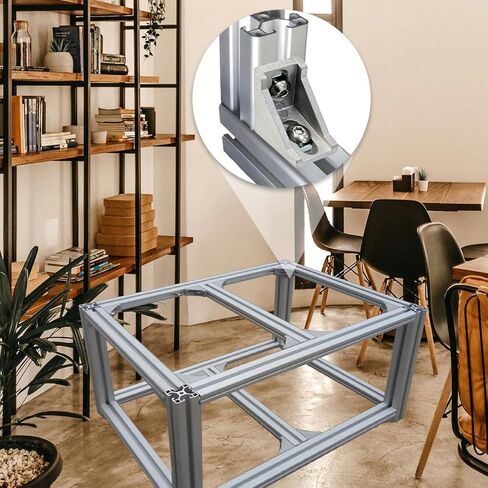 20 Sets 2020 Series Aluminum Extrusion Profile Connector Set, Includes 20pcs 2028 Corner Brackets, 40pcs T-Slot Sliding Nuts and 40pcs M5 Hex Screw Bolts (Black) in Saudi Arabia