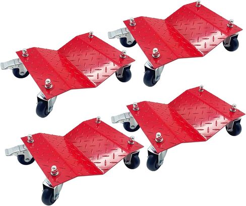 Set of 4 Car Tire Wheel Dolly Furniture Lifters - Heavy Duty Under Vehicle Tire Skates Motorcycle Jack and Moving Dollies with Wheels 6000lbs Capacity Black (Black, 4 Dollies) in Saudi Arabia