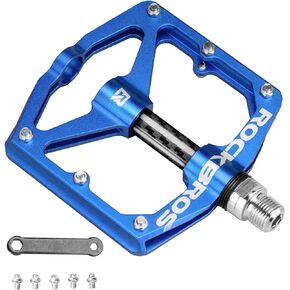 Rock BROS Mountain Bike Pedals Flat Bicycle Pedals 9/16 Lightweight Road Bike Pedals Carbon Fiber Sealed Bearing Flat Pedals for MTB