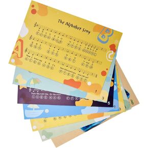 7 Cards Set with 12 Alphabet-Coded Sheet Music Simple Songs for Kids xylophone music