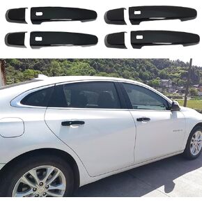Glossy Black Exterior Door Handle Cover Trim for Chevy Malibu 2016-2025 or Equinox 2018-2024 or Traverse 2018-2024 or Impala 2014-2020 or Blazer 2019-2025 with 4 Smart Keyhole