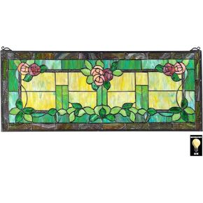Design Toscano Stained Glass Panel - Victoria Lane Stained Glass Window Hangings - Window Treatments